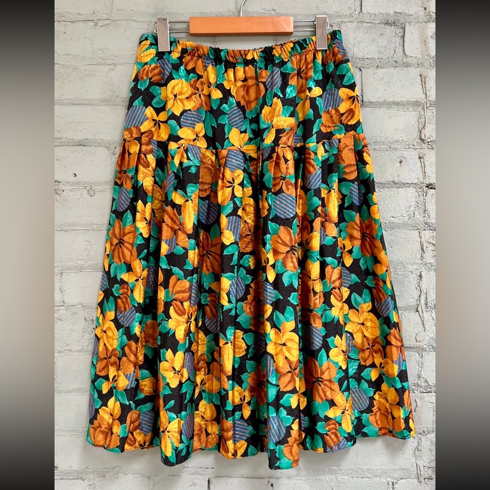 Vintage Floral Full Midi Skirt